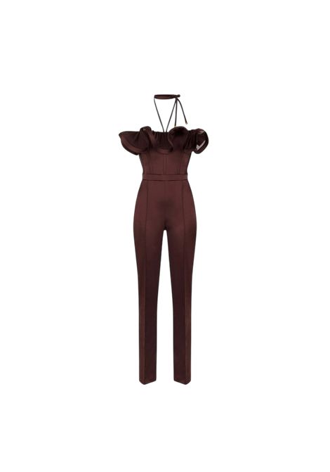 Tuta in raso stretch con maxi ruche ELISABETTA FRANCHI | Tute | TU06562E2644